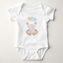 Söt baby elefant med rosa blommor t shirt