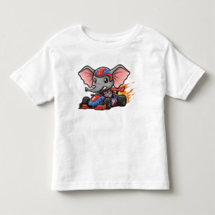 Söt baby elefant racerbil förare t shirt