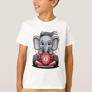 Söt baby elefant racerbil förare t shirt