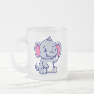 Söt baby elefant sittande tecknad-23800 frostad glasmugg
