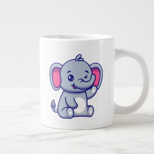 Söt baby elefant sittande tecknad-23800 jumbo mugg