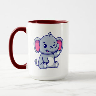 Söt baby elefant sittande tecknad-23800 mugg