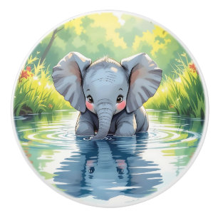 Söt baby elefant spegling knopp