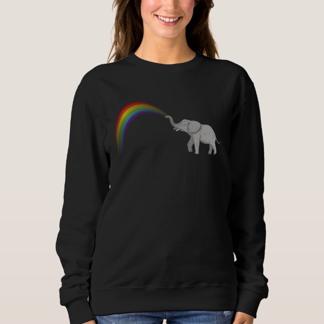 Söt baby elefant sprutar regnbåge djur elefant t shirt (Framsida)