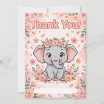 Söt baby elefant tackkort
