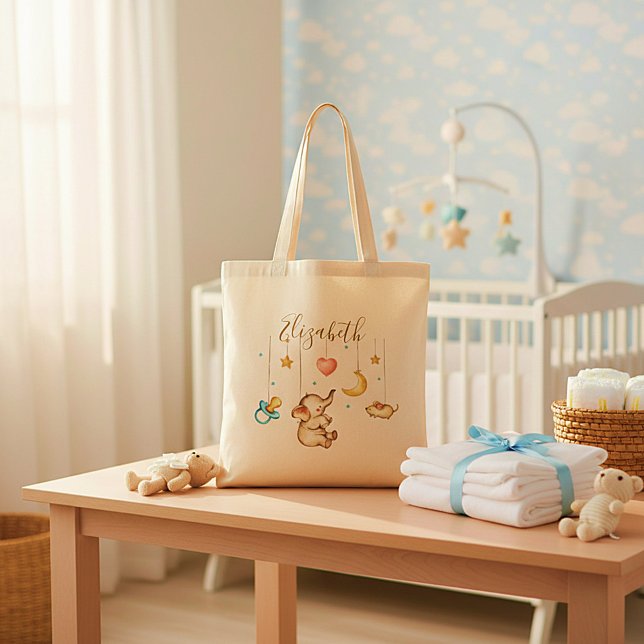 Söt baby Elefantbaby Totebag Tygkasse (Skapare uppladdad)