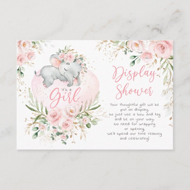 Söt Baby Elephant  Ro Visning Shower Tilläggskort (Framsida)