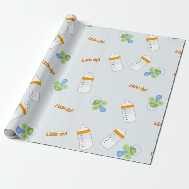 Söt Baby Flaska, babyskor och nyfödd gåva Presentpapper (Utrullad)