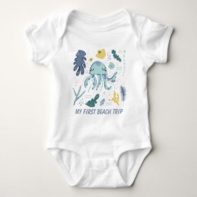 Söt baby först Beach resa  T Shirt (Framsida)