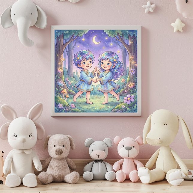Söt Baby Gemini Zodiac Väggkonst Affisch (Skapare uppladdad)