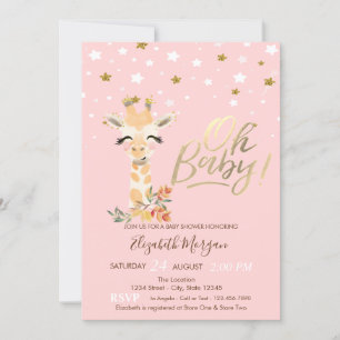 Söt baby-giraff är stjärnan på baby shower inbjudningar
