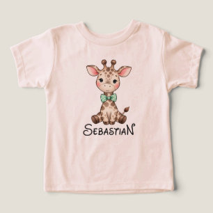 Söt baby-giraff med fluga Personlig Toddle T Shirt