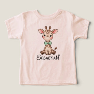 Söt baby-giraff med fluga Personlig Toddle T Shirt