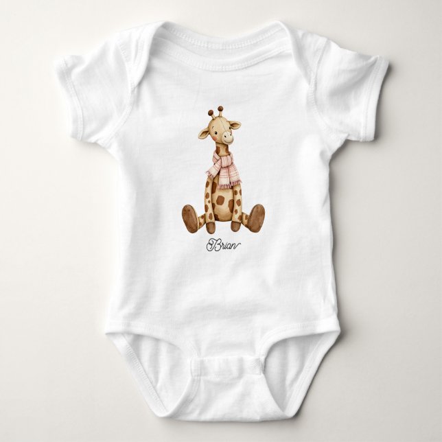 Söt baby-giraff med halsduk t shirt (Framsida)