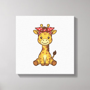 Söt baby-giraff med vintage vektor design för bow_ canvastryck