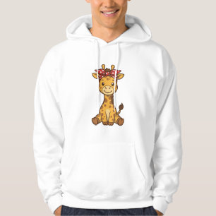 Söt baby-giraff med vintage vektor design för bow_ hoodie