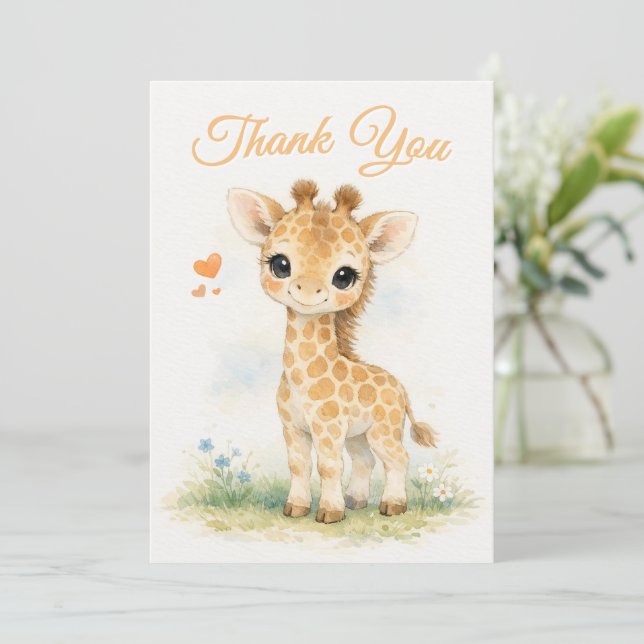 Söt baby-giraff Orange Safari  Tack Kort (Stående Fram)
