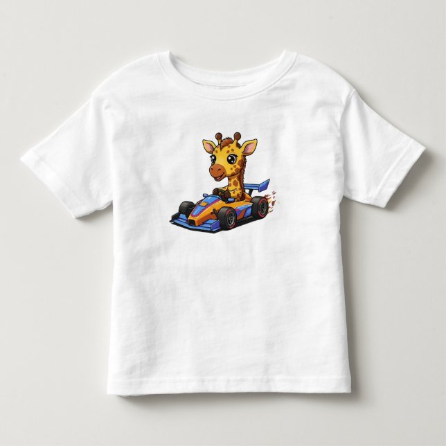 Söt baby-giraff racingförare t shirt (Framsida)
