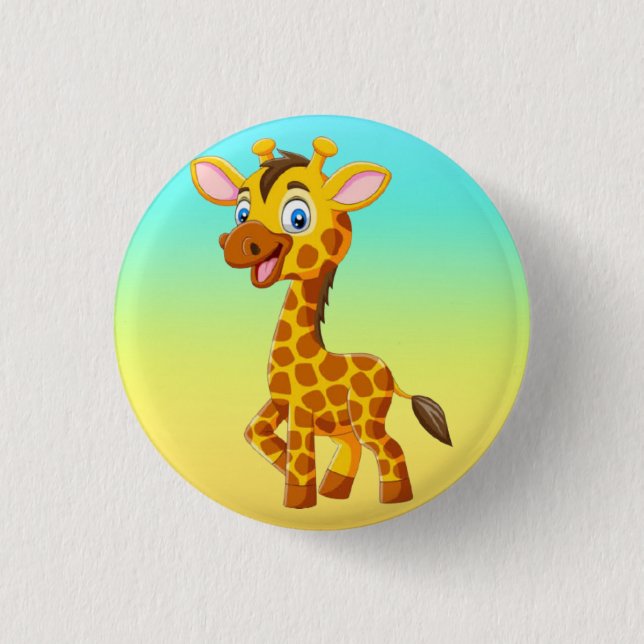 Söt baby-giraff som ler tecknad-35280 knapp (Framsida)