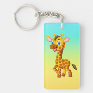 Söt baby-giraff som ler tecknad-35280 nyckelring