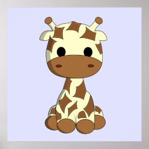 Söt baby-giraff tecknad barnkammare poster