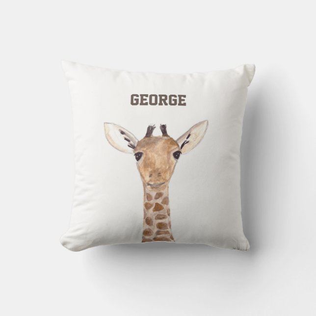 Söt baby giraffdjur akvarell Djungel  Kudde (Framsida)