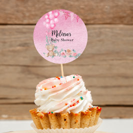 Söt Baby Girl Ballong Eukalyptus Cupcake-topp Runt Klistermärke