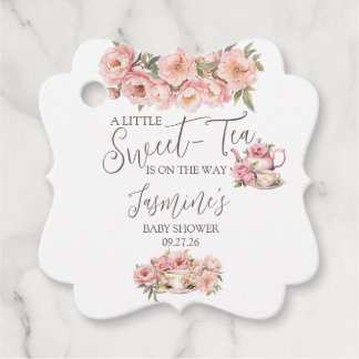 Söt Baby Girl Tekalas Baby Shower Inbjudan Gåvor Etiketter