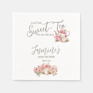 Söt Baby Girl Tekalas Baby Shower Inbjudan Pappersservett