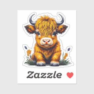 Söt Baby Highland Cow Klistermärken