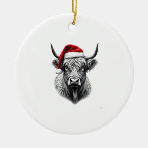 Söt baby Highland ko jul tomte present Xmas Julgransprydnad Keramik