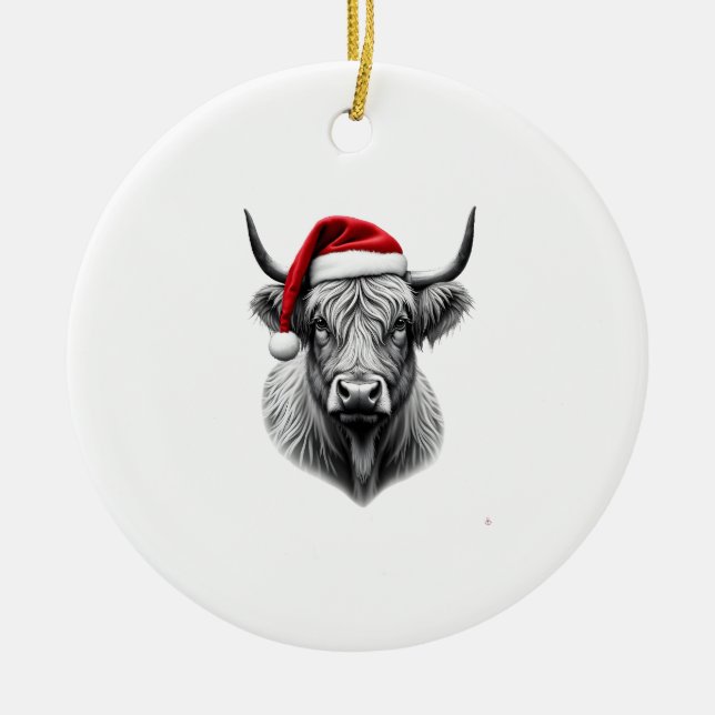 Söt baby Highland ko jul tomte present Xmas  Julgransprydnad Keramik (Framsidan)