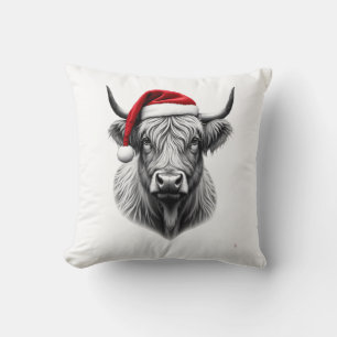 Söt baby Highland-ko jul Tomte present Xmas Kudde