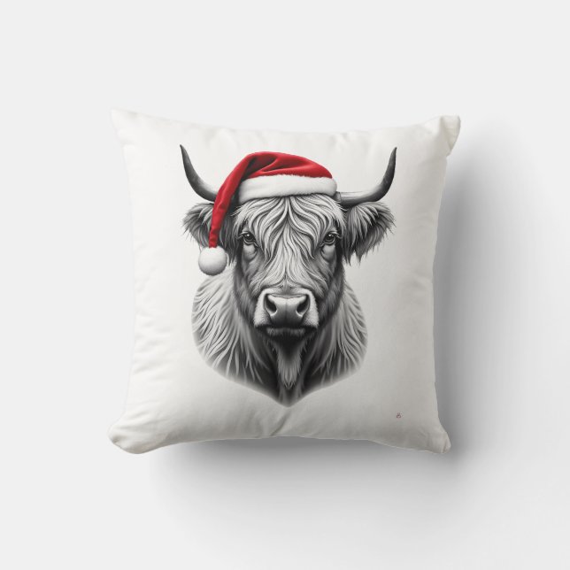 Söt baby Highland-ko jul Tomte present Xmas  Kudde (Framsida)