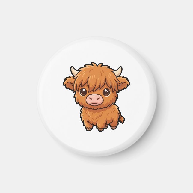 Söt Baby Highland Ko Magnet (Framsidan)
