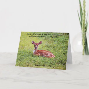Söt Baby Hjort Fawn Art Bible Verse Card Kort