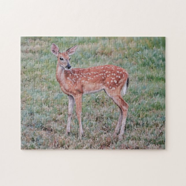 Söt Baby Hjort Fawn Vild Animal Art Puzzle Pussel (Horisontell)