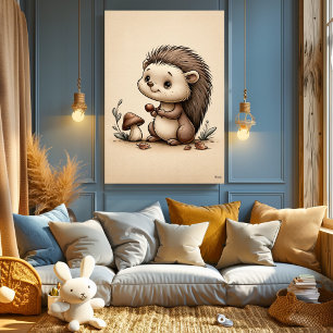 Söt baby igelkott Skandinavisk skogsinspirerad bar Poster
