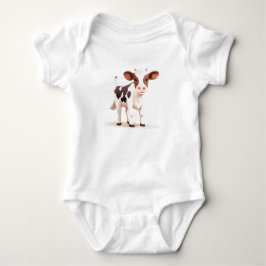 Söt baby kalv baby bodysuit – Bedårande ko gård  T Shirt