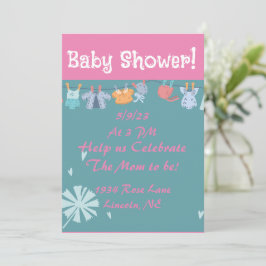 Söt Baby Klädstreck Baby Shower Kort