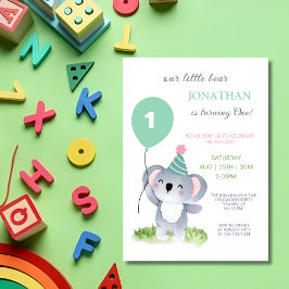 Söt baby koala ballong barn födelsedag inbjudningar