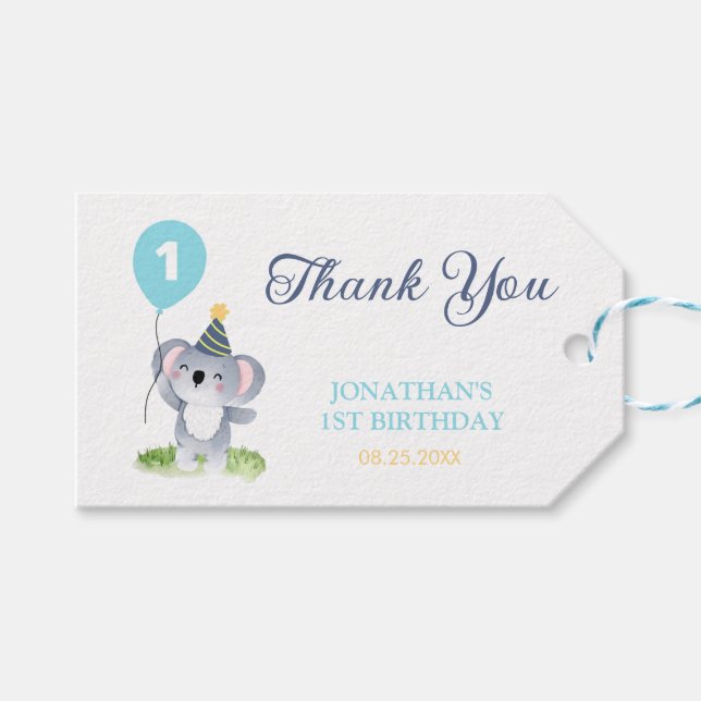 Söt baby koala ballong födelsedag presentetikett (Framsidan (Horisontell))