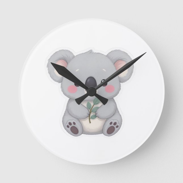 Söt baby koala dekal klippbild rund klocka (Framsida)