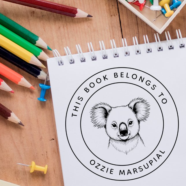 Söt baby koala Den här boken tillhör Barnets namn Stämpel (Skapare uppladdad)