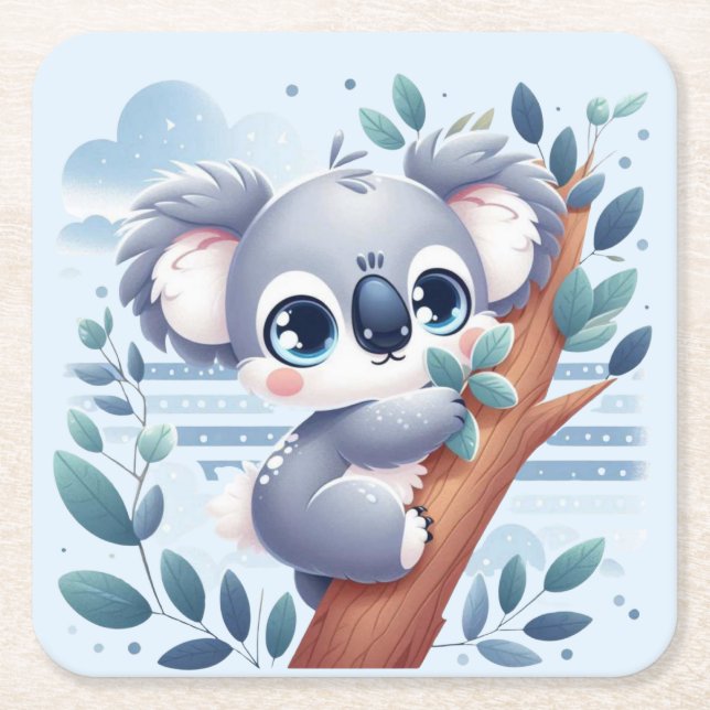 Söt Baby Koala - Pappersunderlägg Underlägg Papper Kvadrat (Framsidan)