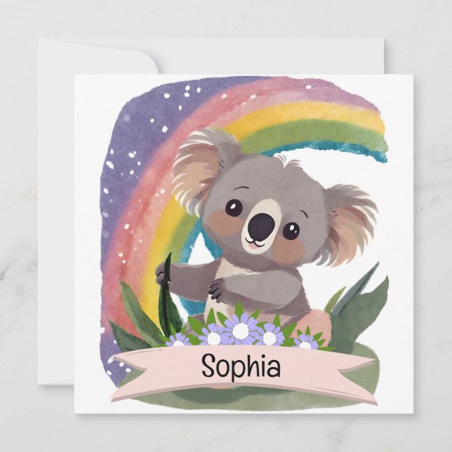 Söt baby koala regnbåge anpassat namn (Framsida)