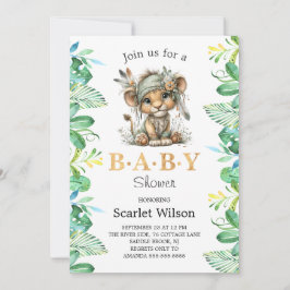 Söt baby-lejon baby shower-inbjudan inbjudningar