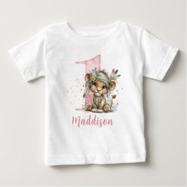 Söt Baby Lejon Flickas Första Födelsedag T Shirt