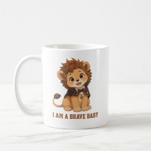 Söt baby-lejon "Jag är en modig baby" kaffemugg
