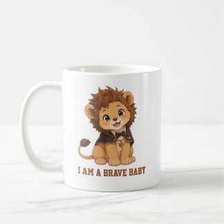 Söt baby-lejon "Jag är en modig baby" kaffemugg